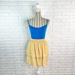 No Boundaries Floral Ruffled Tiered Mini Skirt Yellow White Size XXXL 21